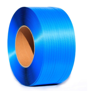 Blue PP strapping band used for bundling and securing goods